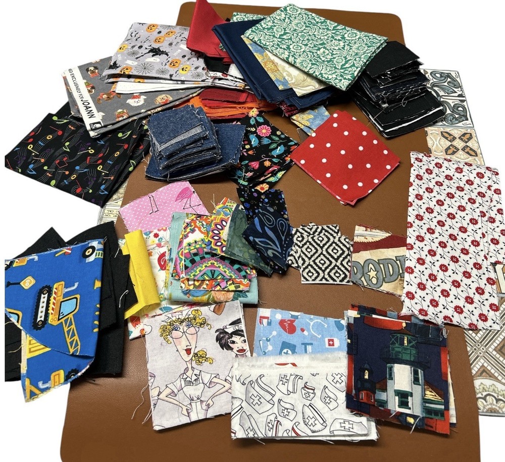 Quilting Crafting Fabric Scraps Lot, Multicolor Assorted Patterns , 1.6 Lbs