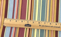 Muted Clay Rust Teal Blue Yellow Gold Striped Cotton Canvas Fabric BT Half Y #21