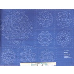 Patchwork Quilting Sewing Fabric Sashiko Mandala Navy Panel 50x110cm