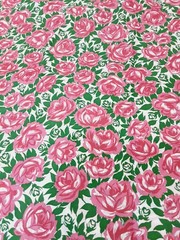Fabric Pink Rose Green Floral 5 Yds X 44 Lightweight