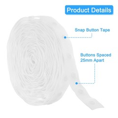 4 Yard Snap Button Tape Press Round Button Plastic Sewing Tape, White