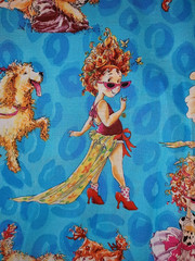 BTHY 2009 VTG FANCY NANCY Blue Leopard Cotton Quilting Fabric 18″x 43″