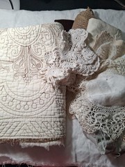 Neutral Needlework Slow Stitch Bundle Vintage Fabric Embroidery Lace Craft Sew