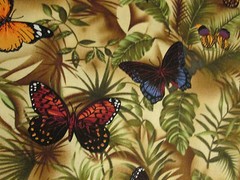 Butterfly Natural Butterflies Ferns Cotton Fabric FQ