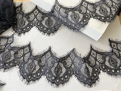 2 Pieces Black Eyelash French Lace Trim for Sewing/Crafts/Lingerie/2.75″ Wide