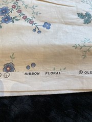 Old Stone Mill Fabric “ribbon Floral” Design 332-89 Beige With Blue 2.4 Yards