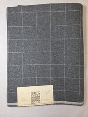 Vtg BRITEX Fabric Wool? Gray White Windowpane 2 Yards 58″ Wide