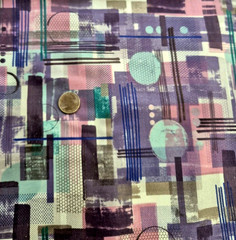 Purple Pink Abstract Cotton Fabric 3 3/4 Yards Joann Quilting Sewing Crafts