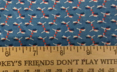 4.25 Yds x 44″ Homespun Floral? Cotton Fabric Steel Blue with print