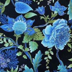 Eden Tree Of Life Purple Blue Gold Floral Flowers Chong A Hwang 1.6 Yards