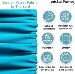 Ice Fabrics Stretch Velvet Fabric by the Yard – 60″ Wide Soft Stretchy Fabric fo
