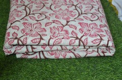 4 Yard Hand Block Print Floral Fabric 100%Cotton NO TARRIF CHARGES 100%✅ZK_211#