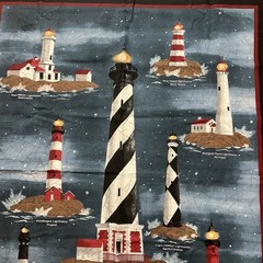 Lighthouse Cotton Fabric Panel Harbor Lights 33 x 40 inches