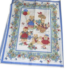 Vtg Springs Industries Country Teddy Bear Garden Quilt 2 Square