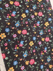 Vintage Quilted Fabric Floral Reversible Black Vintage Deadstock 1.5 yard piece
