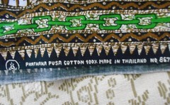 Batik Phathana Pusa Green Brown Black White Tribal Print Fabric Remnant