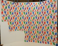 General Greetings FCI Fabric Remnant Elephants & Balloons Blue Green Purple Red