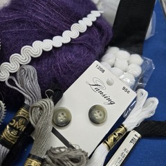 Slow Stitching Lot Fabric Buttons Floss Trim Thread Ribbon Sew Arts Crafts Black