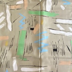 BTY 1980s Abstract Fabric Pastel Taupe Cotton Cranston Print Works
