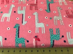 Pattern Giraffes Pink Flannel fabric sold by the yard #2757