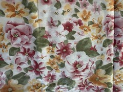 Sweet Vintage Cotton fabric 1.5 yards Pink Yellow Green Floral Cottagecore