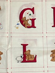 Cranston Very Important Bears Alphabet Squares Quilt Crib Red 2 Panels Cotton