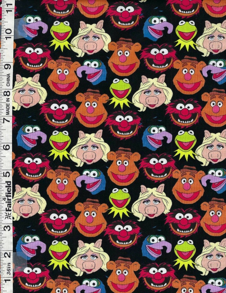 Black The Muppets Cast by Camelot Fabrics bty