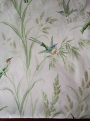 Thibaut 1998 Floral & Birds Cotton Sateen White Fabric Rare “Augustine”