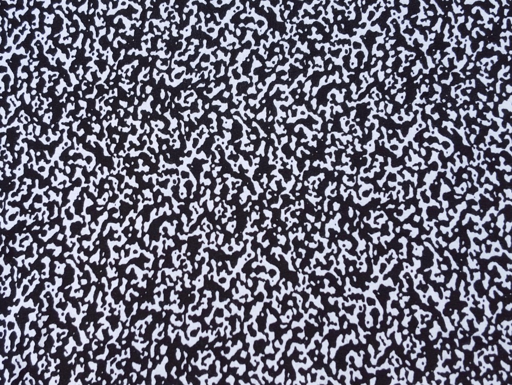 Compact Cotton 1×1 Rib Knit Fabric by the Yard Black White Camouflage Print #AA