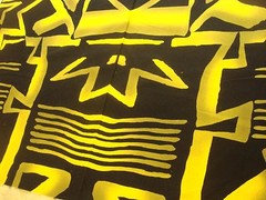 1 of 8 yds Cotton Ethnic Tribal print Cotton Black Yellow Craft Quilt 44″ w BTY