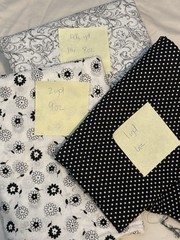 7+ yards Cotton Fabric Lot Black/White Floral Flowers Quilting Crafts #111