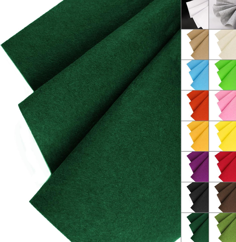 Hunter Green Felt Fabric 36″ X 36″ (1 Square Yard), Stiff 1.2Mm Thick Felt Squar