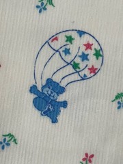 1 Yd Vintage White Corduroy Fabric Bear Balloon Blue Polka Dot Star 57W Juvenile