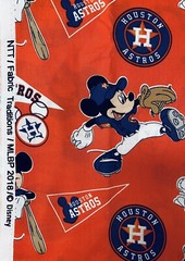 RARE MLB 2018 HOUSTON ASTROS MICKEY MOUSE, 1/4 yard (9”x 44”) 100% Cotton Fabric