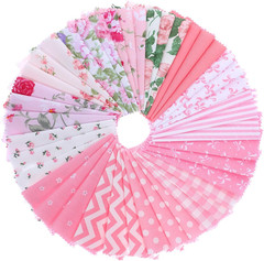42 Pcs Pink Charm Packs for Quilting, 5X5 Inch Precut Cotton Quilting Fabric Squ