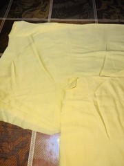 8pcs (17yds, 7 lbs) polyester double knit fabric/remnants in pastels, mostly EUC