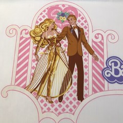 Vtg Barbie Pillowcase Fabric Panel Superstar Ken Golden Dream Elegance 1981