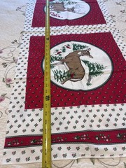 Cranston Fabric Deer Pillow Quilt Fabric Panel Holiday Red Green Holly Deers