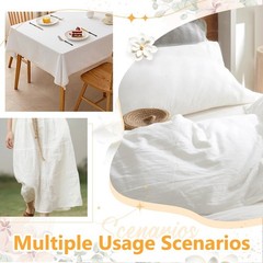 White Linen Cotton Fabric 2 Yards 61″ Wide | Breathable Soft Blend for Sewing, E