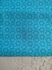 Turquoise Blue Floral Daisies Cotton Fabric BTHY 18×43