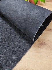 Nubuck Cowhide Leather 1.0-1.5mm Matte, Brushed Top, Black