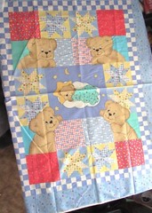 1 panel Sleepy Bears Quilt Top/Wall Hanging by Prince Fabrics 46″ x 34″