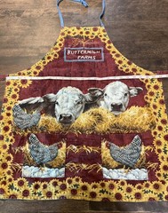 Buttermilk Farms apron one size cows, chickens Kitchen Cooking Farm