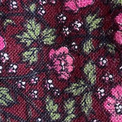 1.3 YD Vintage Floral Fabric Wine Red Broadcloth Cotton Duck