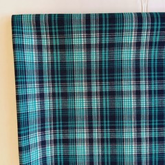 Teal Blue And Navy Plaid Cotton Woven Fabric 2yd x 59″