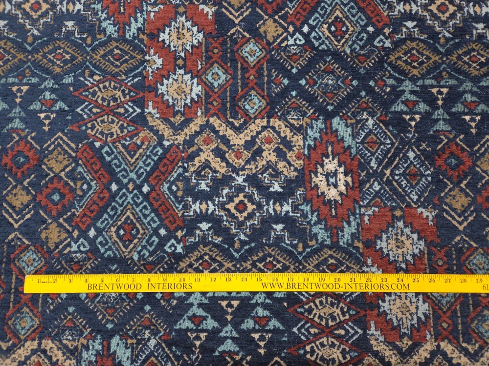 Covington ABILENE MULTI Red Blue Woven Jacquard Chenille Drapery Uph Fabric