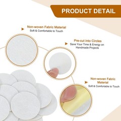 60Pcs Round Felt Circles, 55mm (2-1/8″) Non-Woven Felt Fabric Sticker, White