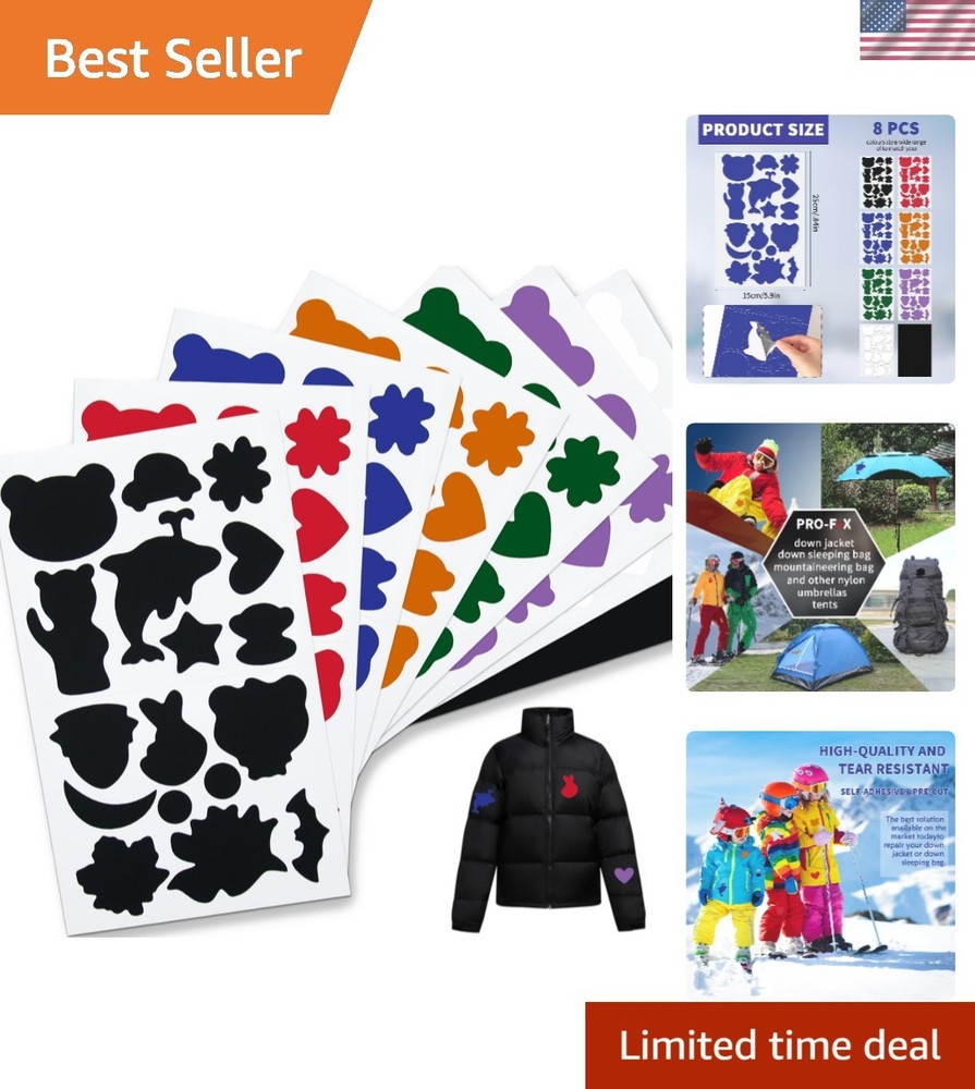 8 Sheets down Jacket Repair Patch Kit Pre-Cut Waterproof Nylon Fabric Patches