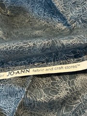 Chrysanthemum Print Cotton Quilting Fabric Blue Silver Shimmer JoAnn 38″ X 44″