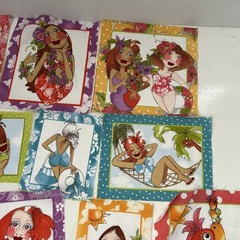 Loralie Harris Cotton Quilting Fabric Panel Cut Lot Wanna Beach Hawaii Character